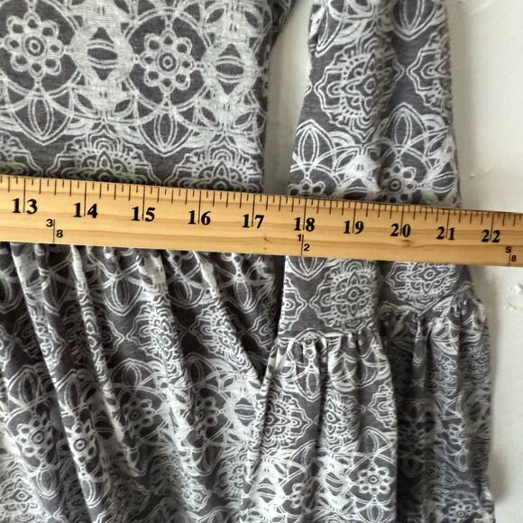 Sea Gypsies Dress Womens Medium‎ Long Sleeve Boho Mini Ruffle Hem Tie Back - Picture 7 of 10